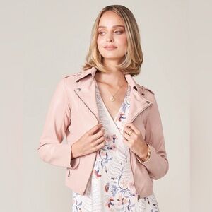 Spartina 449 Petal Pink Molly Moto Leather Jacket